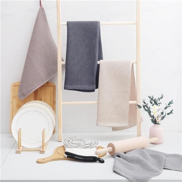 100% Cotton Waffle Weave Kitchen Dish Towels, Ultra Soft Absorbent Quick - Picture 13 of 16